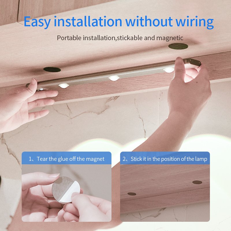 Motion Sensor Lamp Under The Cabinet Dimmable Cabinet Lamp Rechargeable Magnetic Suction Installation Kitchen Night Light Wardrobe Lamp - Image 9